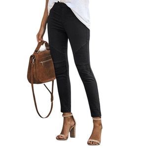 Pantalon Black Ribbed Accent Skinny Pants Women Size XL